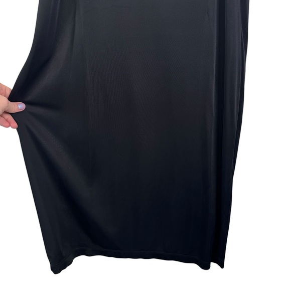 AKRIS PUNTO US 12 Black Vegan Silk Slip Dress Viscose Square Neck LBD Basic Mod - Picture 11 of 13